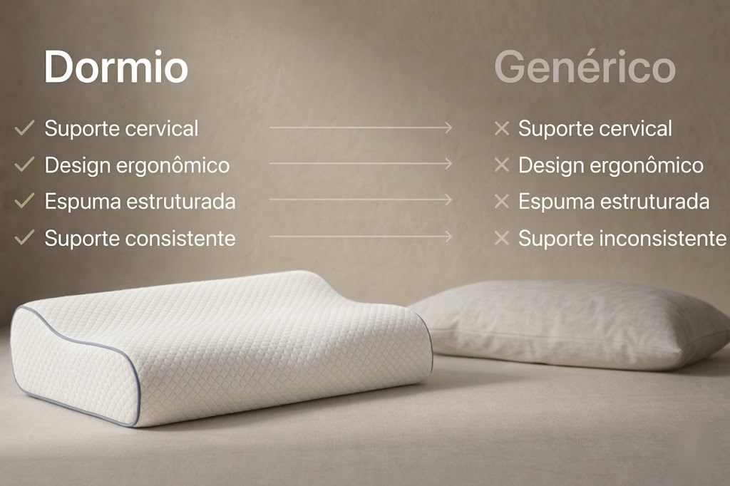 Comparação entre Dormio Adjust e travesseiro genérico